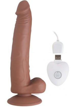 Коричневый вибратор SEDUCER 20 Function Long John - 21,5 см.