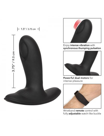Черный массажер простаты с пультом-браслетом Eclipse Wristband Remote Pulsing Probe - 11,5 см.