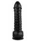 Черный фаллоимитатор с шипиками - 21,5 см.