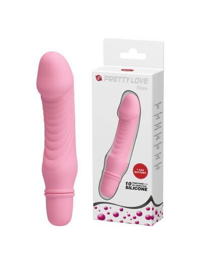 Нежно-розовый мини-вибратор Stev -13,5 см.