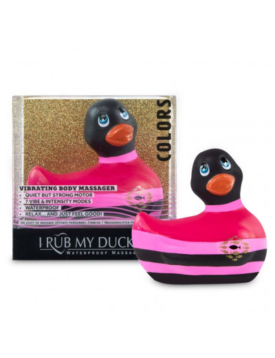 Вибратор-уточка I Rub My Duckie 2.0 Colors с черно-розовыми полосками