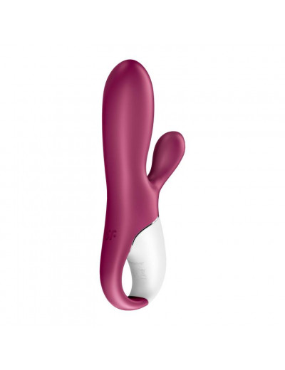 Малиновый вибратор-кролик Hot Bunny с функцией нагрева - 17,5 см.