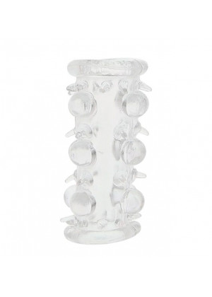 Прозрачная насадка на пенис с шипами и бугорками JELLY JOY LUST CLUSTER CLEAR