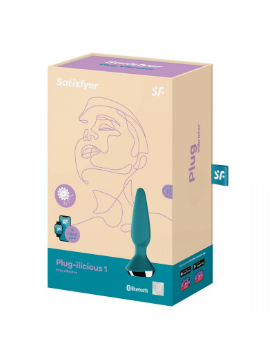Бирюзовая анальная пробка с вибрацией Satisfyer Plug-ilicious 1 - 13,5 см.