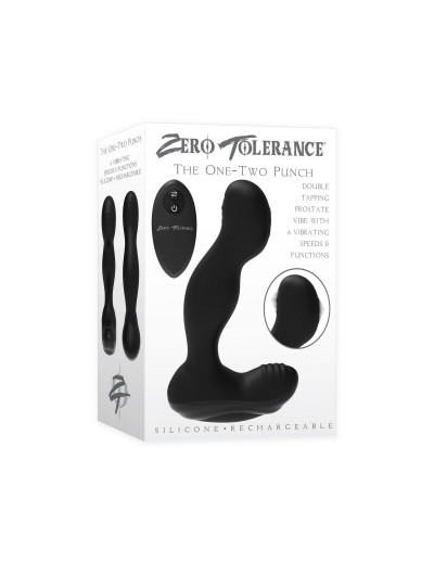 Черный вибромассажер простаты с пультом ДУ The One Two Punch