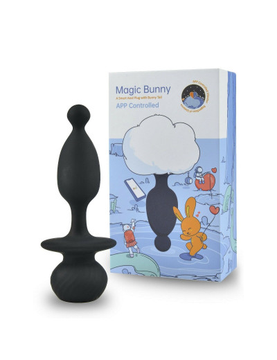 Черная анальная пробка с белым хвостиком Magic Bunny