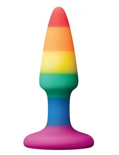 Разноцветная анальная втулка RAINBOW ANAL PLUG MINI - 9 см.