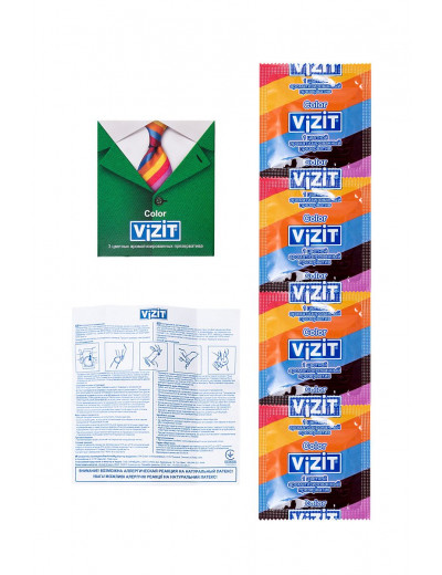 Цветные ароматизированные презервативы VIZIT Color - 3 шт.