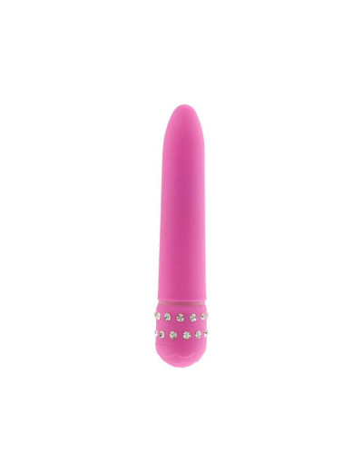 Розовый мультискоростной вибратор DIAMOND PINK SUPERBE VIBE - 15 см.