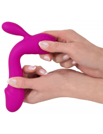 Лиловый вибратор-кролик Super Soft Silicone Rabbit Vibrator - 17,7 см.