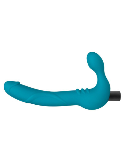 Бирюзовый безремневой страпон Luna Strapless Silicone Dildo - 22,86 см.