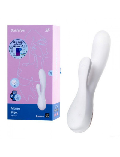 Белый вибратор-кролик Satisfyer Mono Flex с управлением через приложение - 20,4 см.