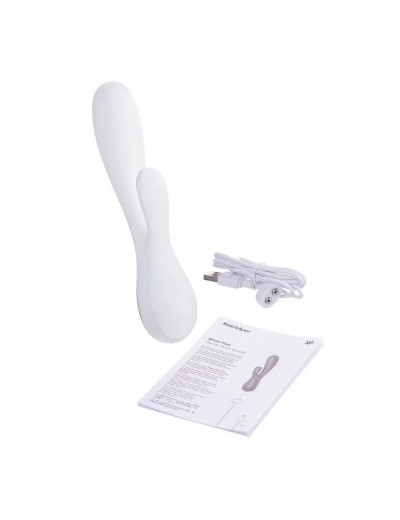 Белый вибратор-кролик Satisfyer Mono Flex с управлением через приложение - 20,4 см.