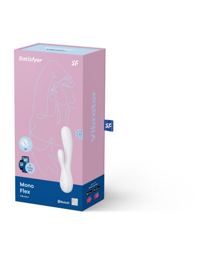 Белый вибратор-кролик Satisfyer Mono Flex с управлением через приложение - 20,4 см.