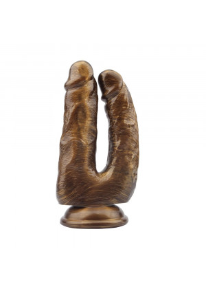 Золотистый анально-вагинальный фаллоимитатор Dick Cumming - 18 см.