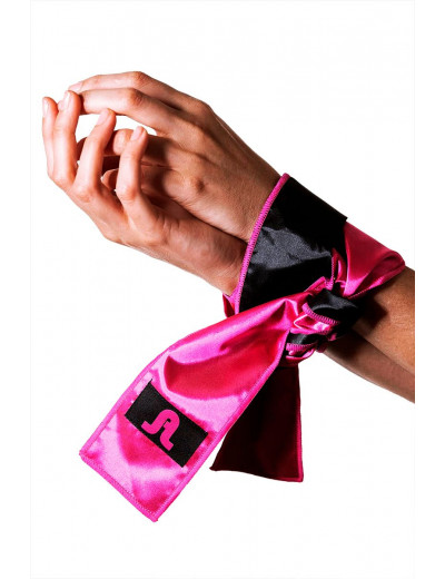 Черно-розовая атласная повязка на глаза Satin Sash