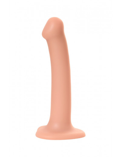 Телесный фаллос на присоске Silicone Bendable Dildo M - 18 см.