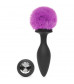Черная анальная вибропробка Rechargeable Vibrating Bunny Tail Butt Plug Large - 14 см.