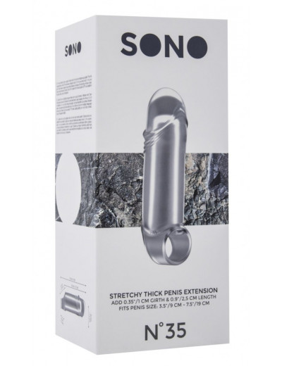 Прозрачная увеличивающая насадка с кольцом N35 Stretchy Thick Penis - 15,2 см.