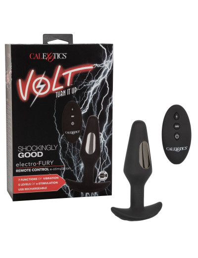 Черная анальная пробка с электростимуляцией Volt Electro-Fury - 12,75 см.