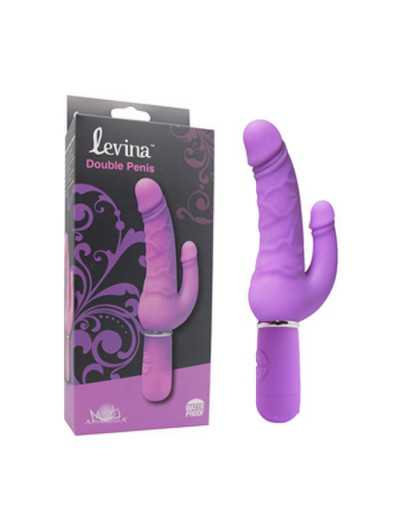 Фиолетовый вибратор Levina Double Penis - 21,5 см.