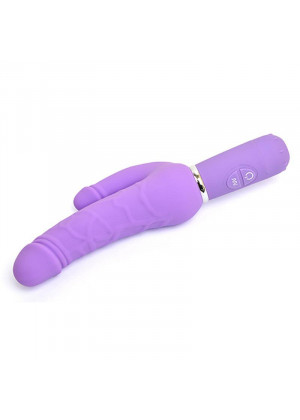 Фиолетовый вибратор Levina Double Penis - 21,5 см.