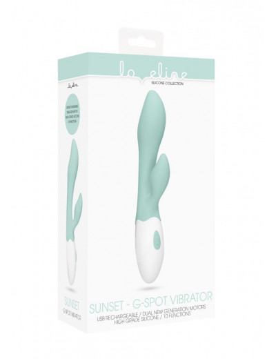 Зеленый G-spot вибратор Sunset со стимулятором клитора - 20 см.