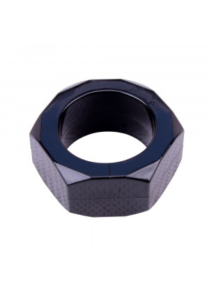 Черное эрекционное кольцо-шестигранник Nust Bolts Cock Ring