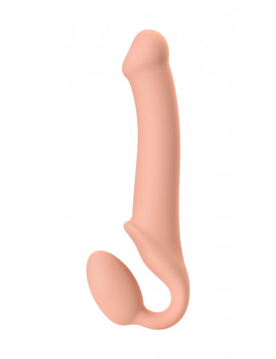 Телесный безремневой страпон Silicone Bendable Strap-On L
