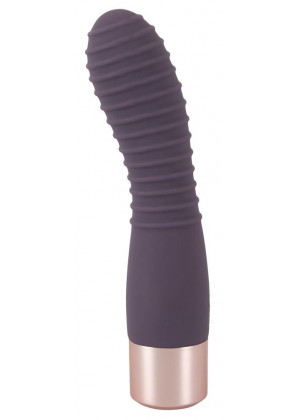 Фиолетовый вибратор с ребрышками Elegant Flexy Vibe - 15 см.