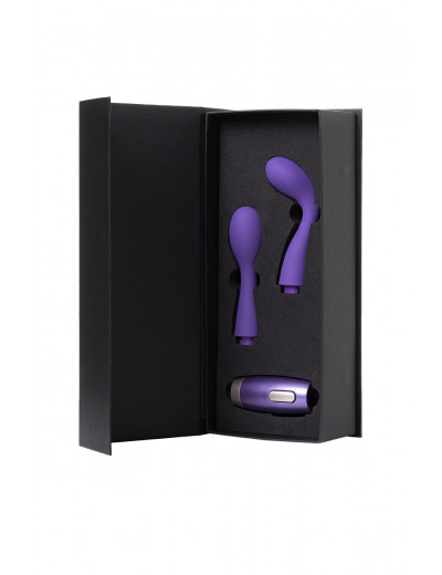Фиолетовый вибратор Le Stelle PERKS SERIES EX-1 с 2 сменными насадками