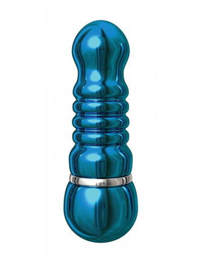 Голубой аллюминиевый вибратор BLUE SMALL - 7,5 см.