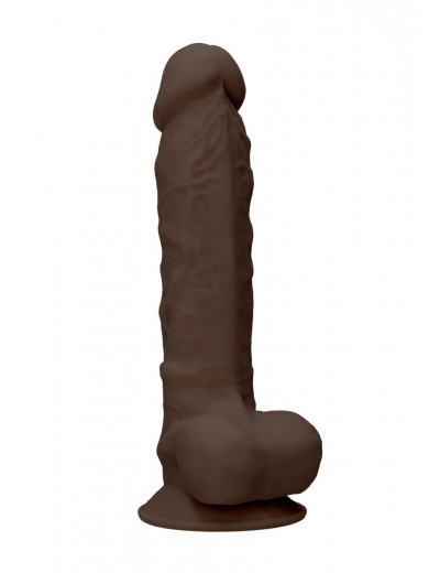 Коричневый фаллоимитатор Silicone Dildo With Balls - 22,8 см.