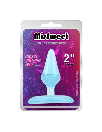 Голубая анальная пробка Gum Drops Plug - 6,6 см.