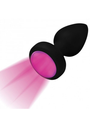 Черная светящаяся анальная пробка 7X Light Up Rechargeable Anal Plug - 9,4 см.