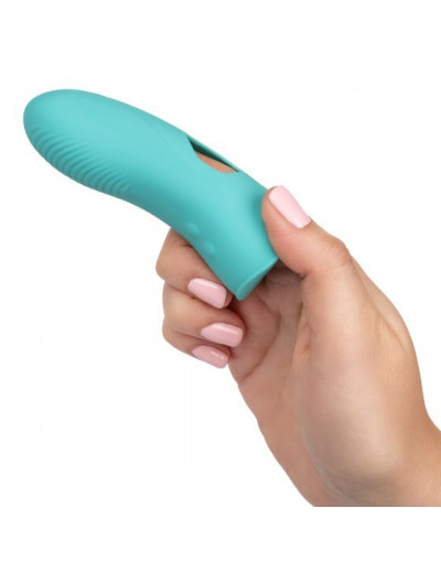 Бирюзовая вибронасадка на палец Marvelous Tickler - 10,25 см.