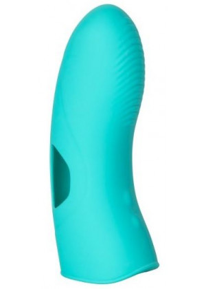 Бирюзовая вибронасадка на палец Marvelous Tickler - 10,25 см.