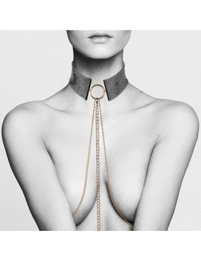 Чёрный ошейник с цепочками Desir Metallique Collar