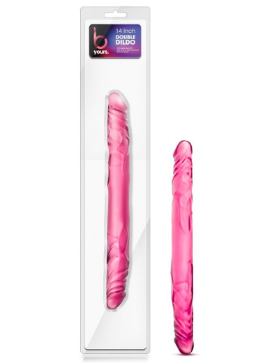 Розовый двусторонний фаллоимитатор 14 Double Dildo - 35,5 см.