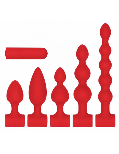 Красный анальный вибронабор USB-Rechargeable Anal Set