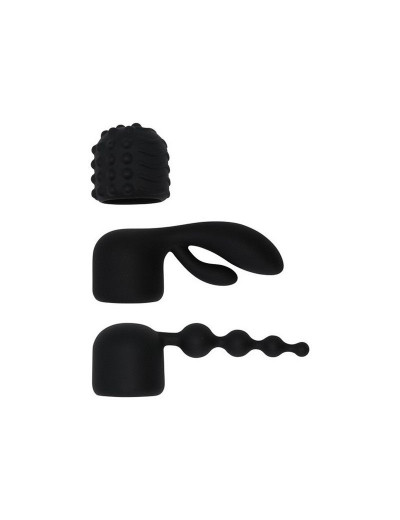 Черный жезловый вибратор Spell Wand Set с насадками