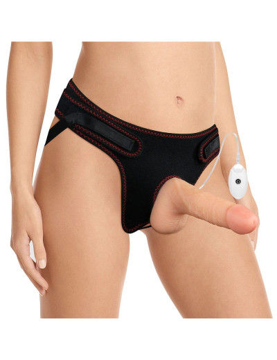 Женский страпон с вибрацией Vibrating Easy Strapon Set 7.0 - 18 см.