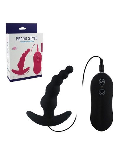 Черный анальный вибростимулятор Beads Style Vibrating Anal Plug