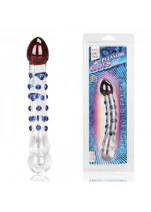 Двусторонний фаллос из стекла Pleasure Dots - 20 см.