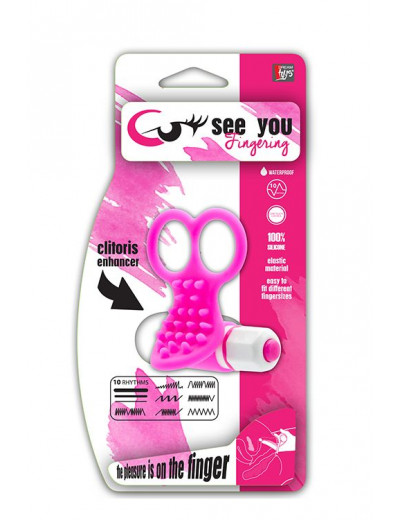 Розовый вибростимулятор с петлями для пальцев SEE YOU FINGERING PINK
