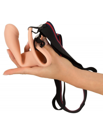 Силиконовый полый страпон на ремнях Silicone Strap-on - 16 см.
