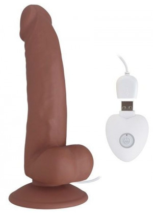 Коричневый вибратор SEDUCER 20 Function Spirited Dick - 19 см.