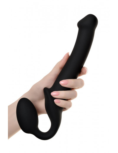 Черный безремневой страпон Silicone Bendable Strap-On M