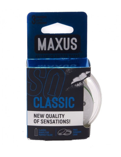 Классические презервативы в пластиковом кейсе MAXUS Classic - 3 шт.