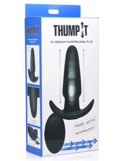 Черная анальная вибропробка Kinetic Thumping 7X Medium Anal Plug - 13,3 см.